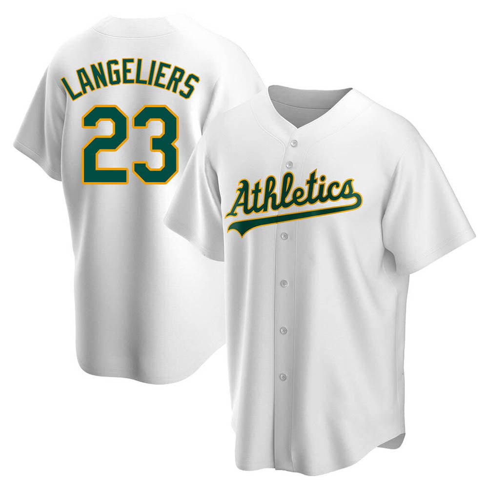 Choea Athletics #23 Shea Langeliers Player White Replica Home Stitched Jerseys