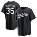 Choea Athletics #35 Rickey Henderson Player Black&White Replica Stitched Jersey