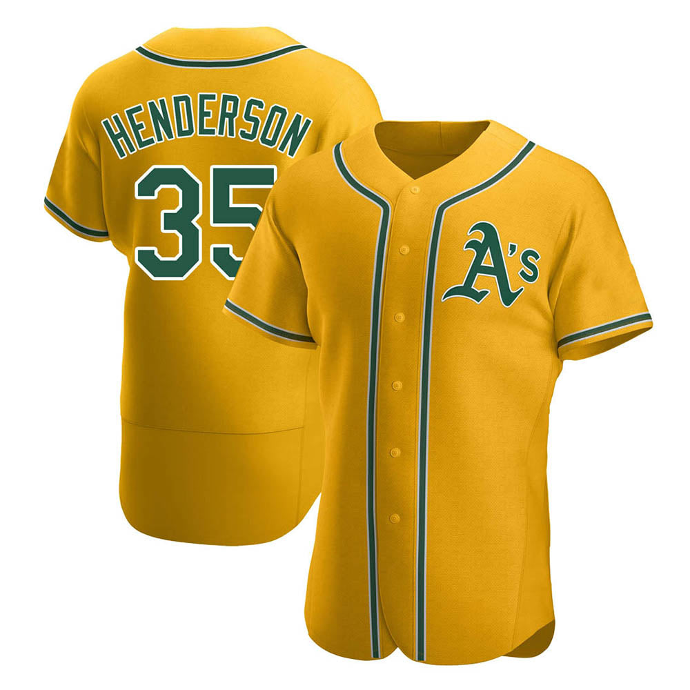 Choea Athletics #35 Rickey Henderson Player Gold Authentic Alternate Stitched Jersey