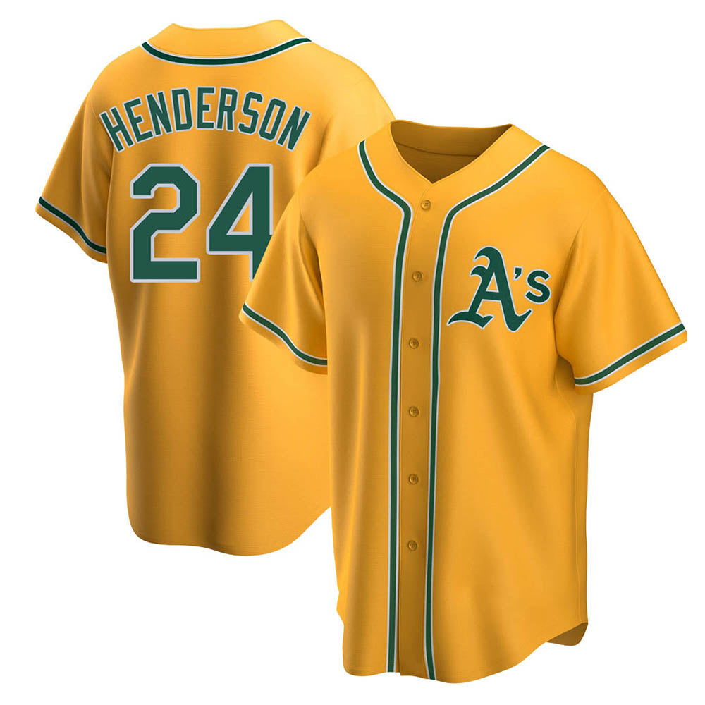 Choea Athletics #24 Rickey Henderson Player Gold Replica Alternate Stitched Jersey