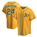 Choea Athletics #24 Rickey Henderson Player Gold Replica Alternate Stitched Jersey