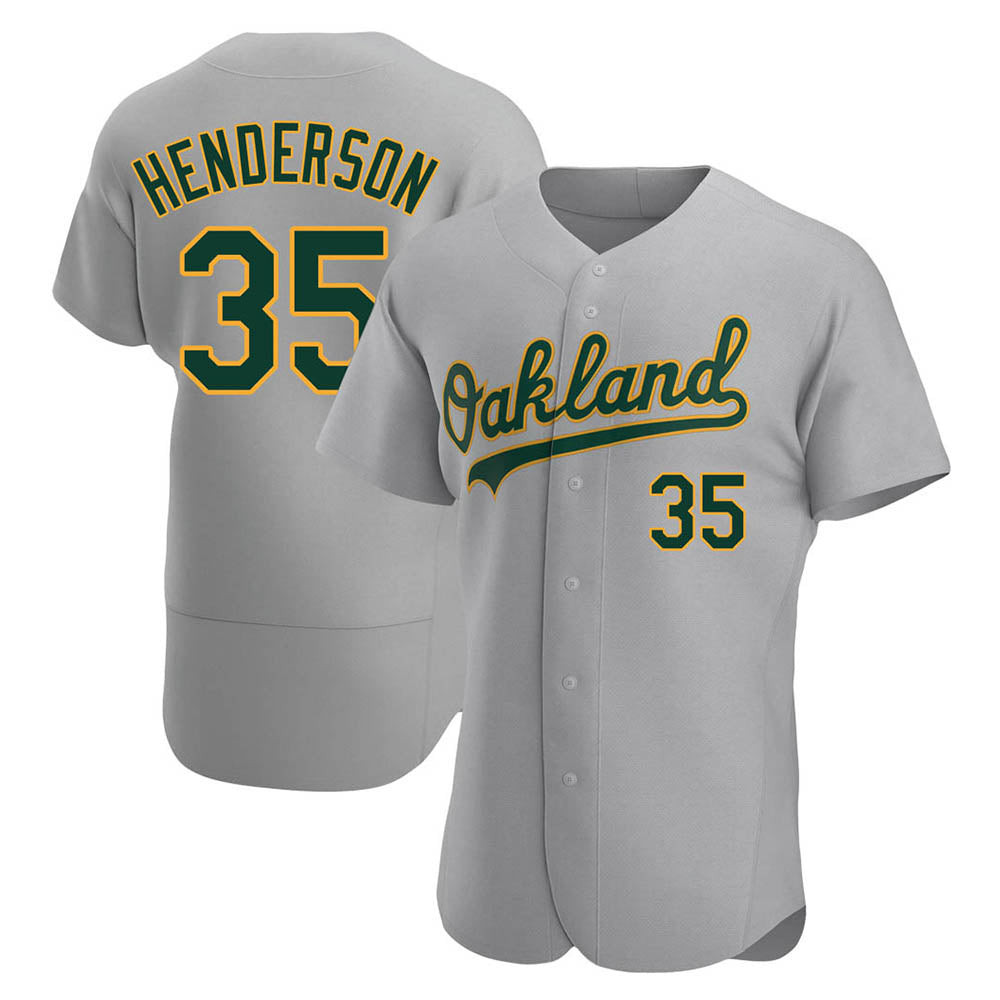 Choea Athletics #35 Rickey Henderson Player Gray Authentic Road Stitched Jersey