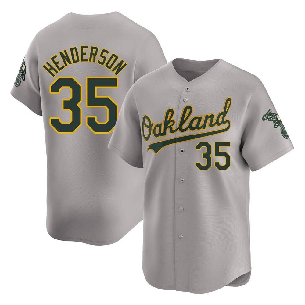 Choea Athletics #35 Rickey Henderson Player Gray Limited Away Stitched Jersey