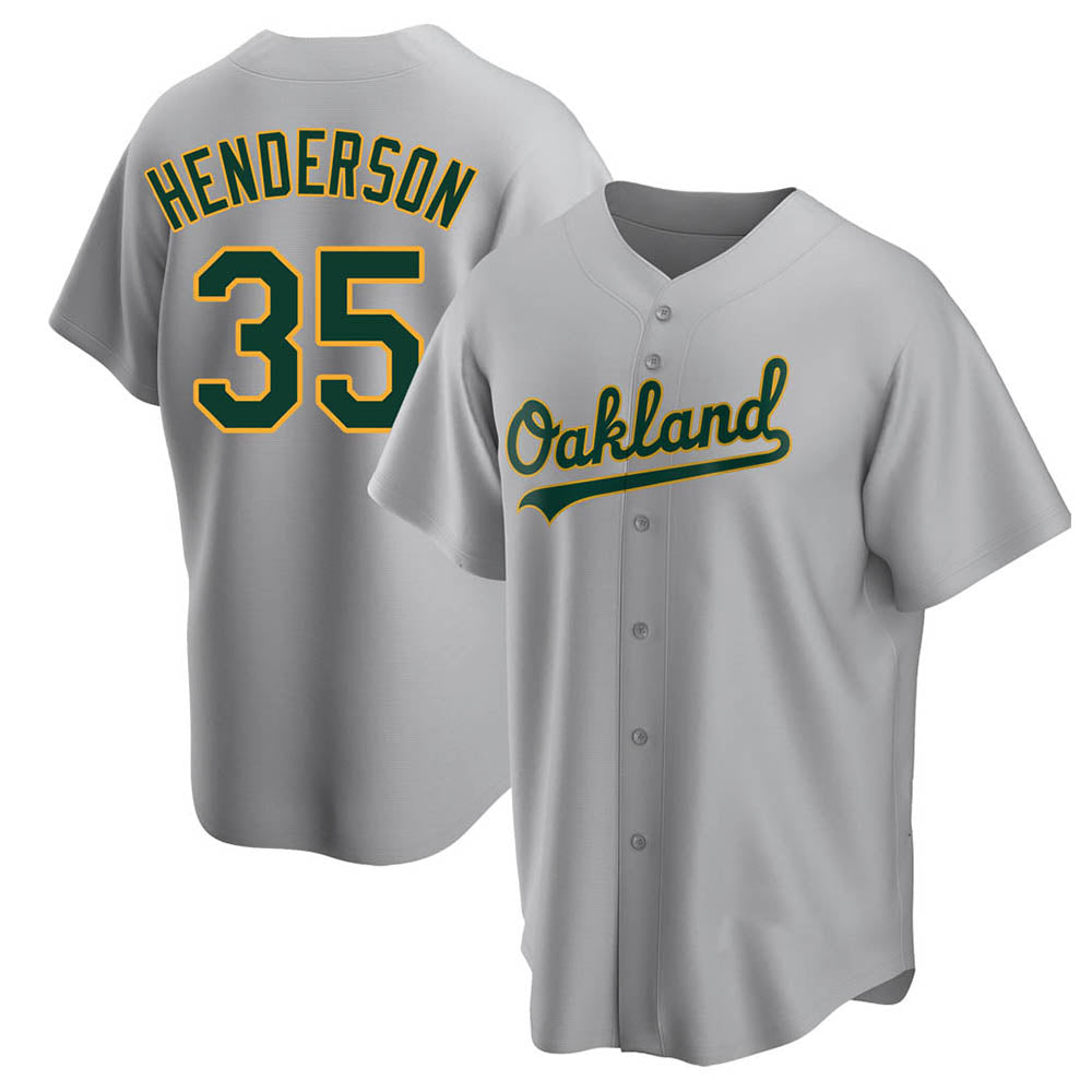 Choea Athletics #35 Rickey Henderson Player Gray Replica Road Stitched Jersey