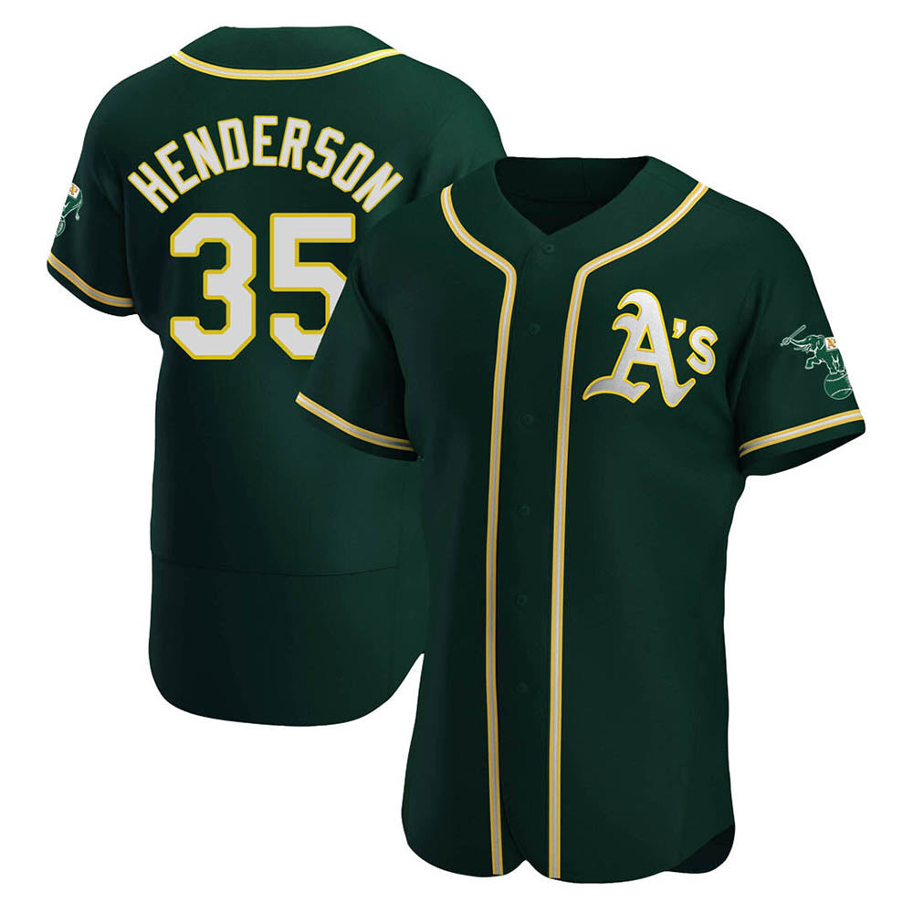 Choea Athletics #35 Rickey Henderson Player Green Authentic Alternate Stitched Jersey