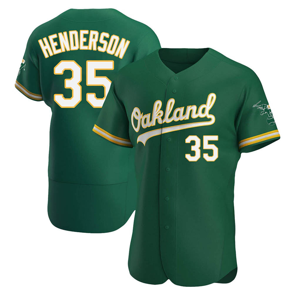 Choea Athletics #35 Rickey Henderson Player Green Authentic Kelly Alternate Stitched Jersey