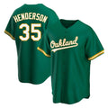 Choea Athletics #35 Rickey Henderson Player Green Replica Kelly Alternate Stitched Jersey