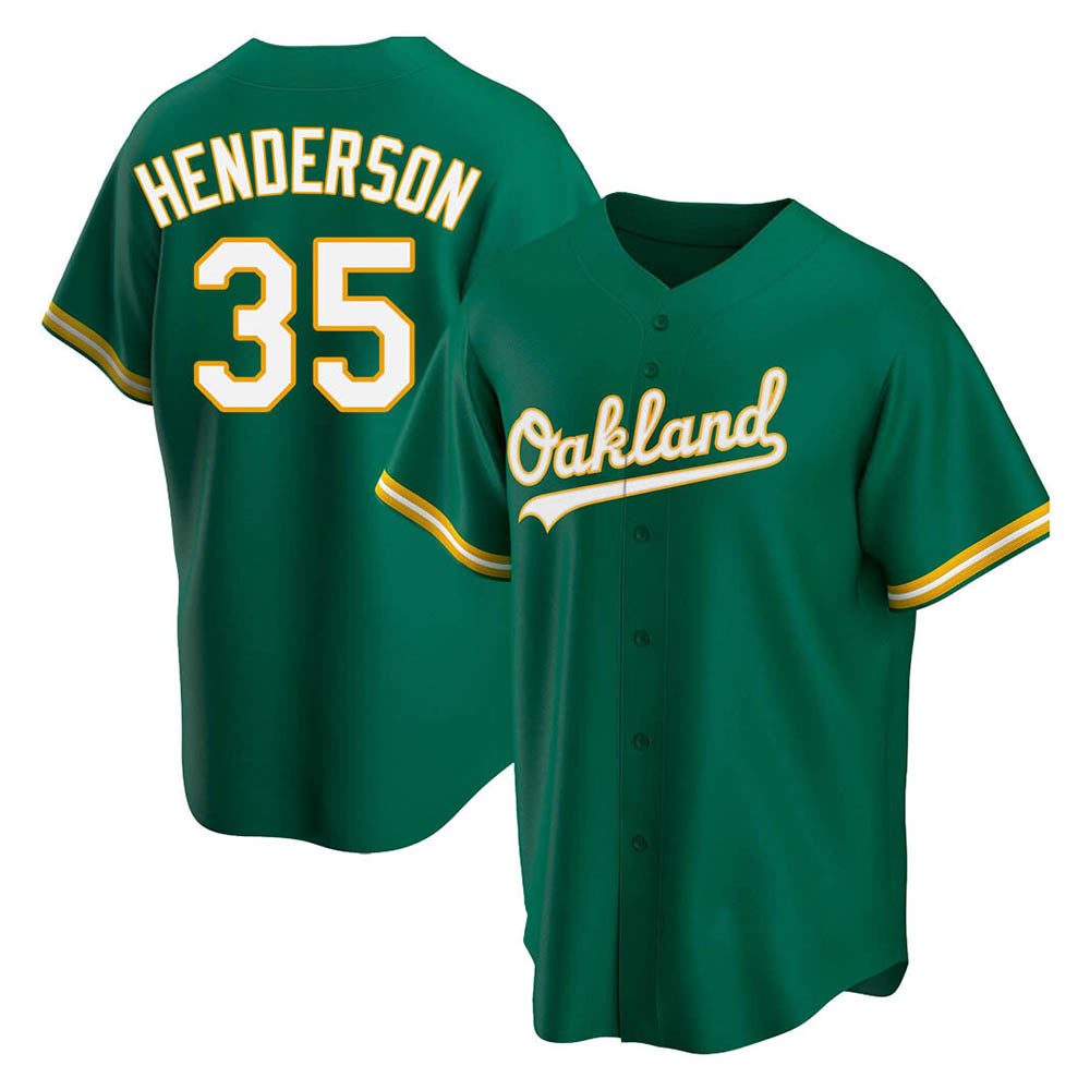 Choea Athletics #35 Rickey Henderson Player Green Replica Kelly Alternate Stitched Jersey