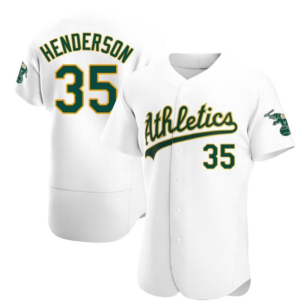 Choea Athletics #35 Rickey Henderson Player White Authentic Home Stitched Jersey