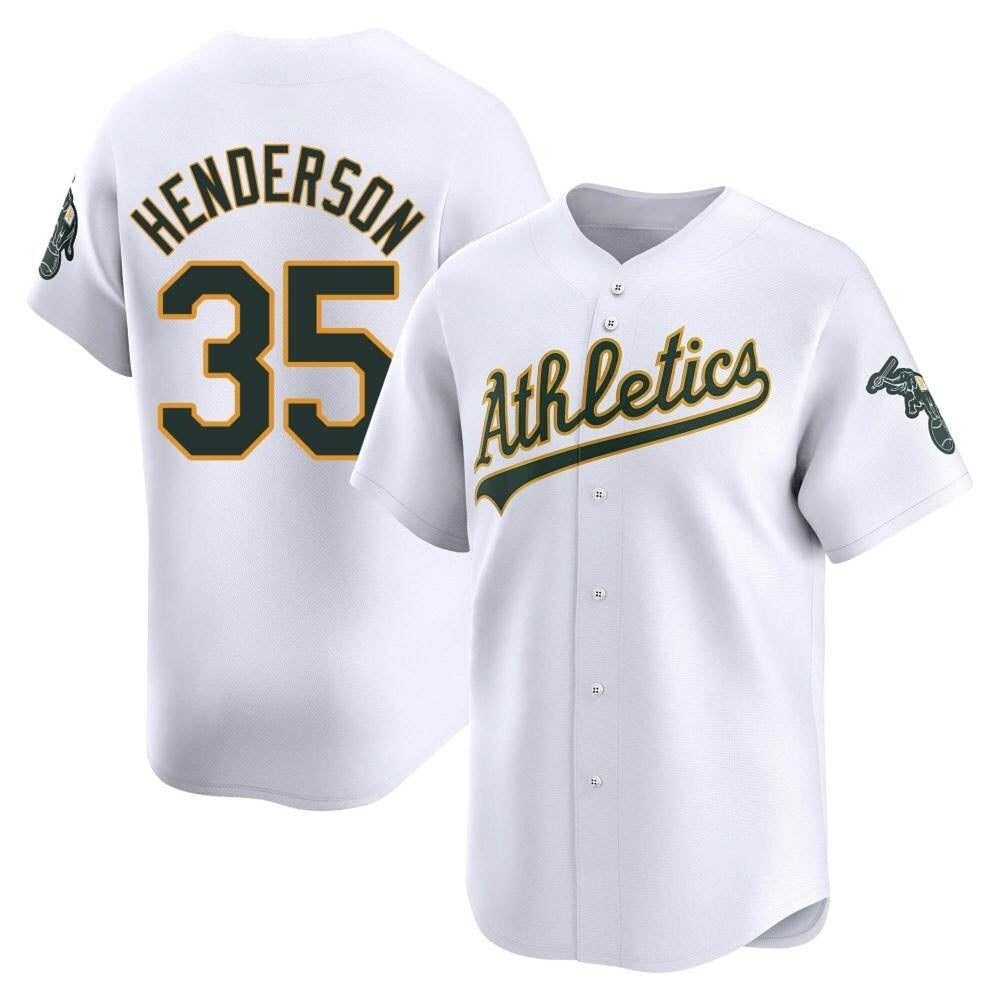 Choea Athletics #35 Rickey Henderson Player White Limited Home Stitched Jersey