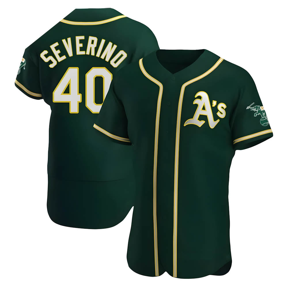 Choea Athletics #40 Luis Severino player Green Authentic Alternate Stitched Jersey