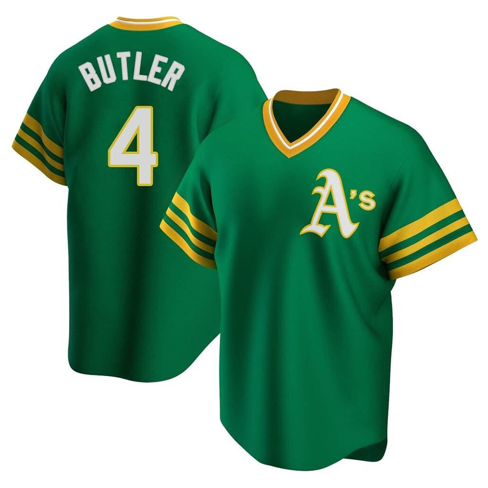 Choea Athletics #4 Lawrence Butler player Green Replica Cooperstown Collection Stitched Jersey