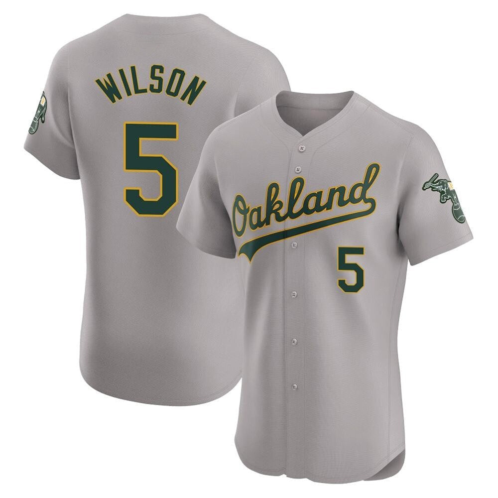 Choea Athletics #5 Jacob Wilson Gray Elite Road Stitched Jersey