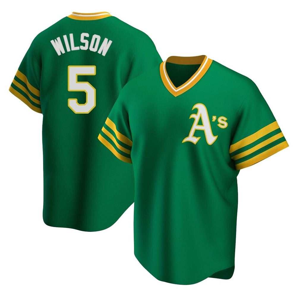 Choea Athletics #5 Jacob Wilson Green Replica Cooperstown Collection T shirt Stitched Jersey