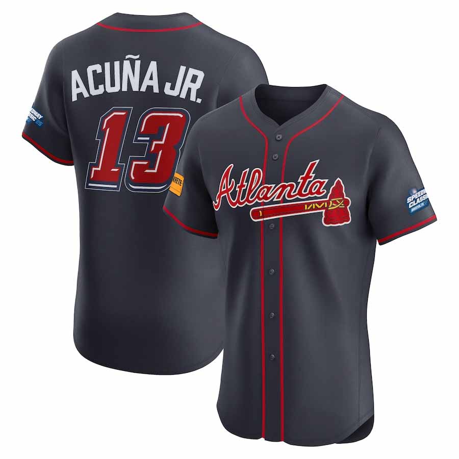 Choea A.Braves #13 Ronald Acuna Jr. Navy 2025 Speedway Classic Alternate Elite Player Personalized Jersey