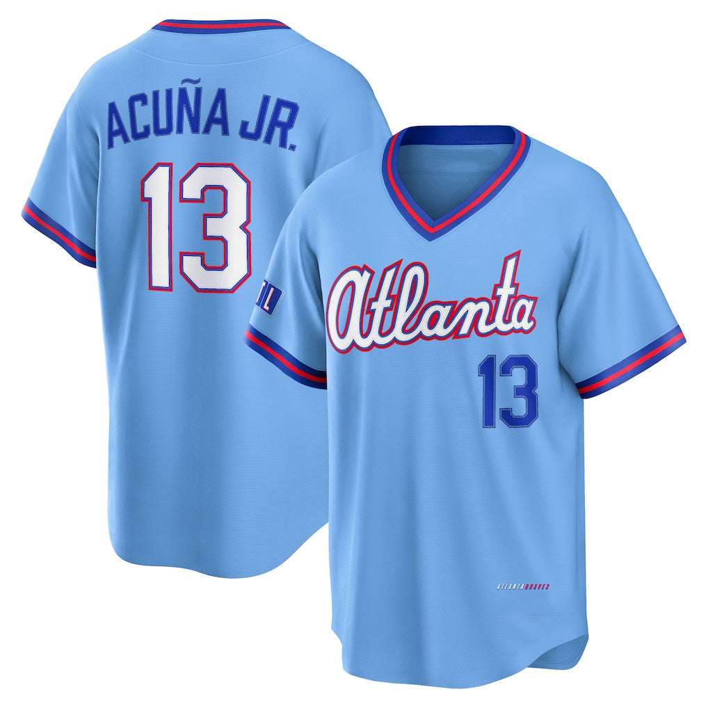 Choea A.Braves #13 Ronald Acuna Jr. Powder Blue 2026 City Connect Stadium Stitched Personalized Jersey