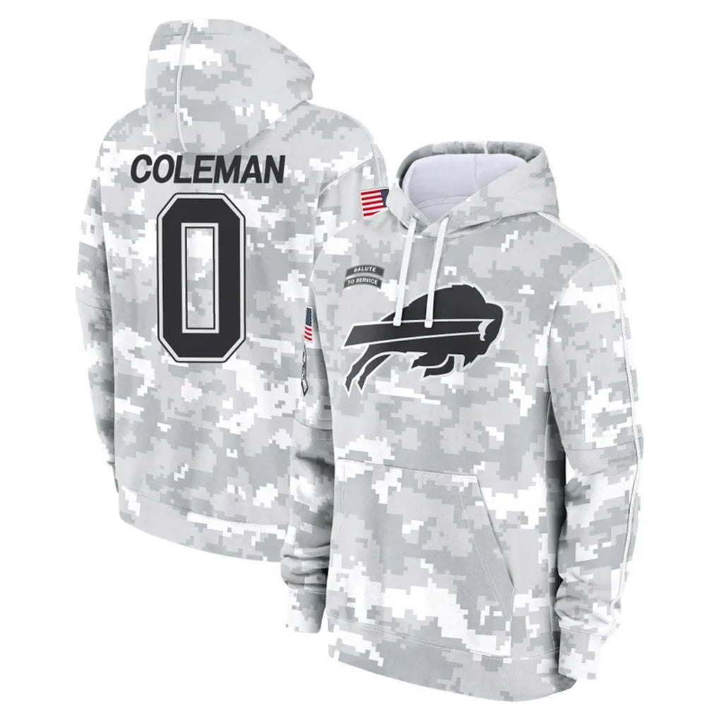 Choea B.Bills #0 Keon Coleman Player Arctic Camo Salute to Service Hoodies Stitched Jerseys