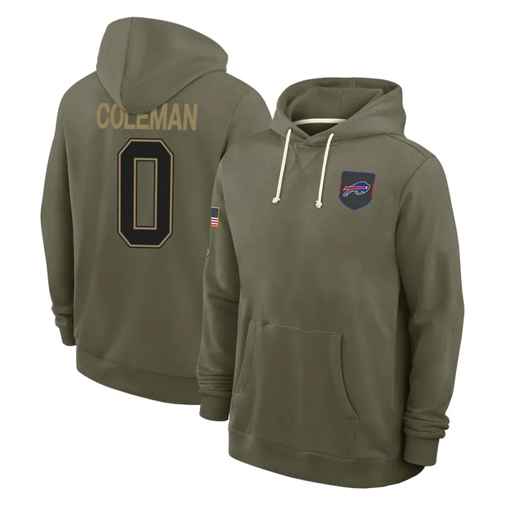 Choea B.Bills #0 Keon Coleman Player Olive Salute To Service Hoodies Game Stitched Jerseys