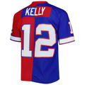 Choea B.Bills #12 Jim Kelly Mitchell & Ness RoyalRed 1990 Split Legacy Replica Jersey