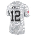 Choea B.Bills #12 Jim Kelly Player Arctic Camo Salute to Service Limited Stitched Jerseys