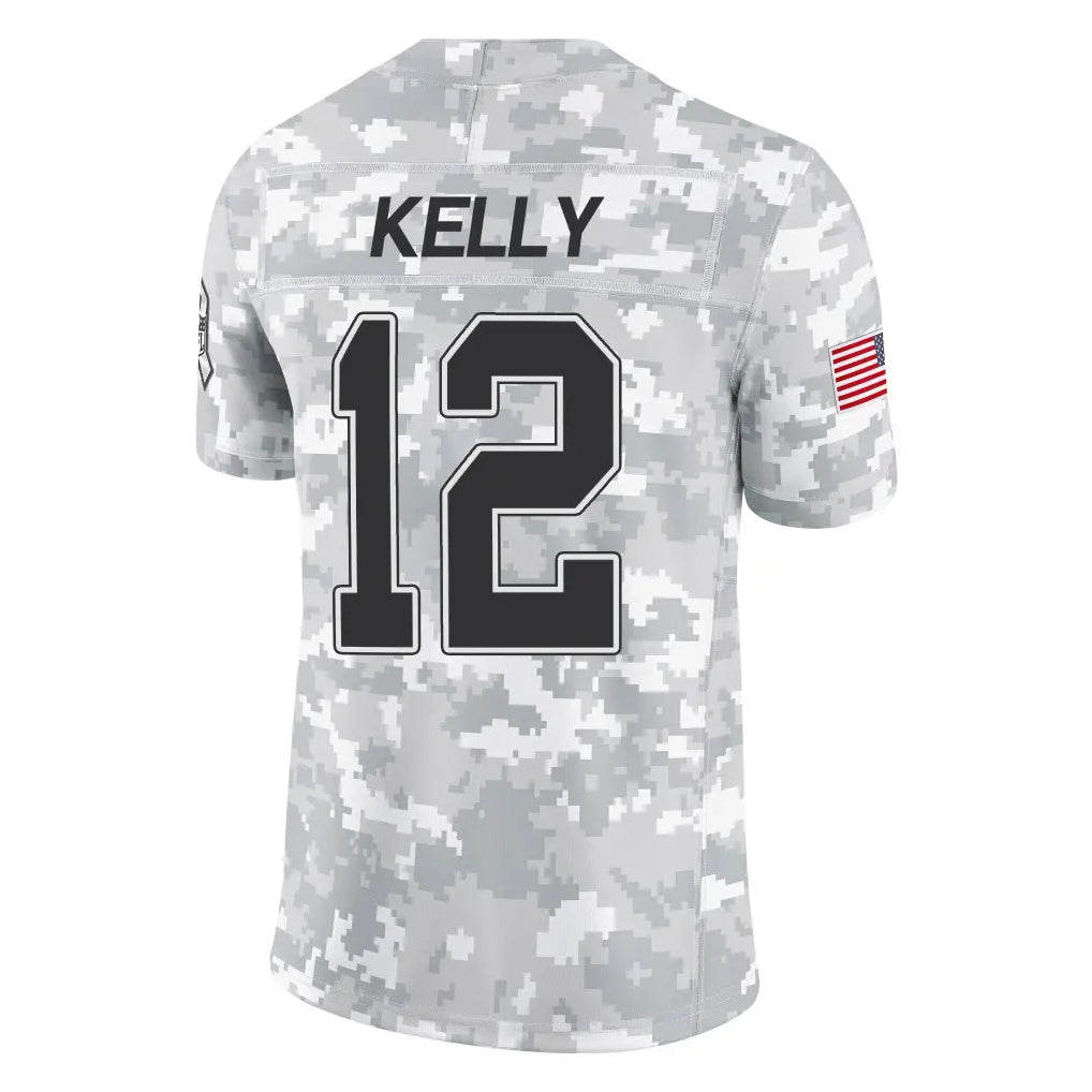 Choea B.Bills #12 Jim Kelly Player Arctic Camo Salute to Service Limited Stitched Jerseys