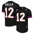 Choea B.Bills #12 Jim Kelly Player Black Mitchell & Ness Replica Mesh Limited Stitched Jerseys