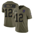 Choea B.Bills #12 Jim Kelly Player Olive Salute to Service Limited Home Game Stitched Jerseys