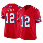 Choea B.Bills #12 Jim Kelly Player Red Vapor F.U.S.E. Jersey Limited Home Game Stitched Jerseys