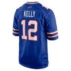 Choea B.Bills #12 Jim Kelly Player Royal Home Game Stitched Jerseys