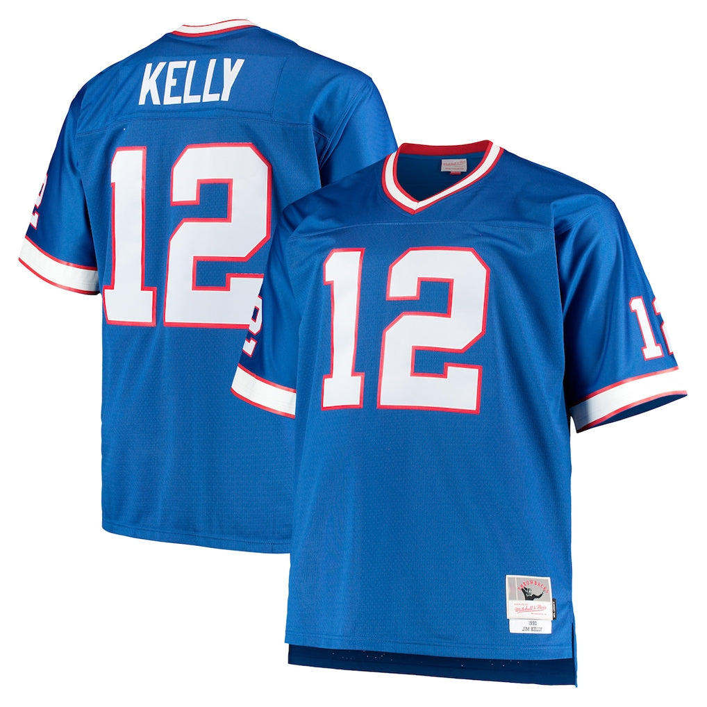 Choea B.Bills #12 Jim Kelly Player Royal Mitchell & Ness Big & Tall 1990 Retired Replica Limited Stitched Jerseys