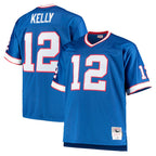 Choea B.Bills #12 Jim Kelly Player Royal Mitchell & Ness Big & Tall 1990 Retired Replica Limited Stitched Jerseys