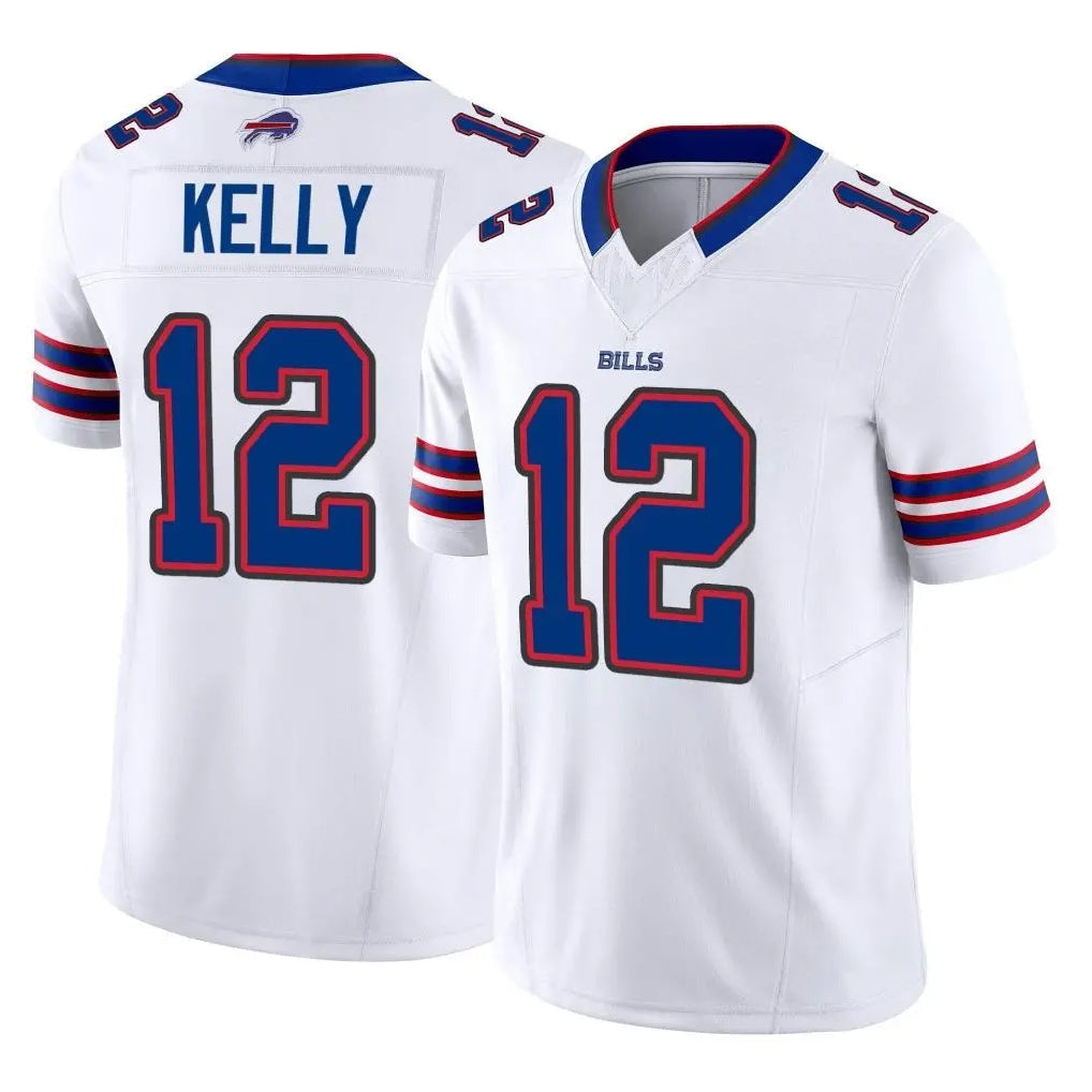 Choea B.Bills #12 Jim Kelly Player White Vapor F.U.S.E. Limited Stitched Jerseys