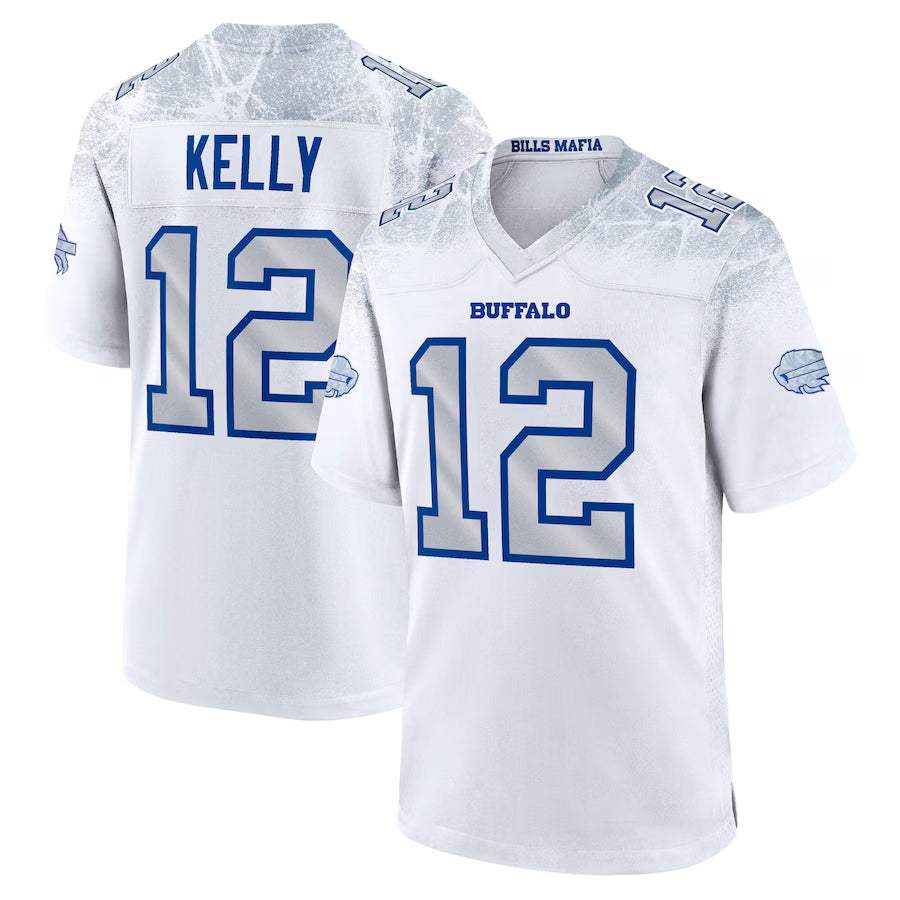 Choea B.Bills #12 Jim Kelly Player White Rivalries Collection Game  Stitched Jersey