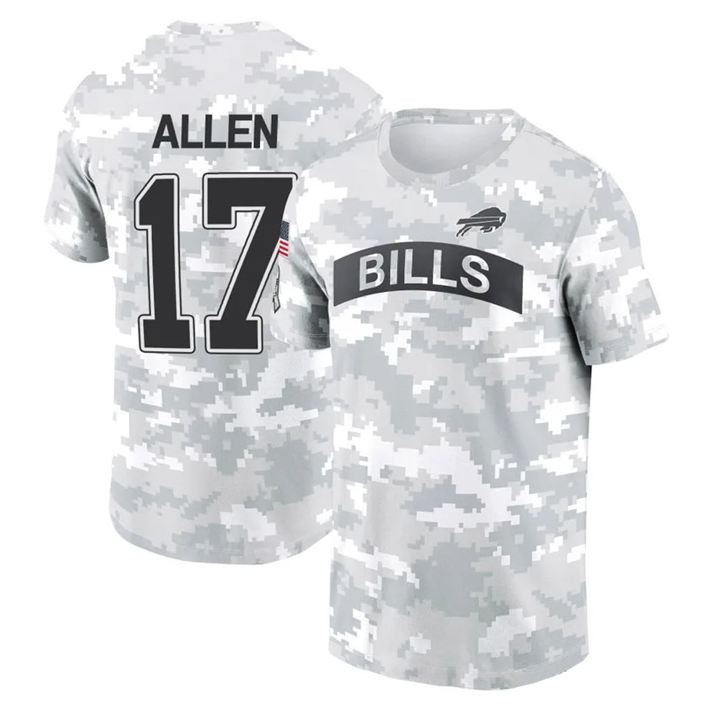 Choea B.Bills #17 Josh Allen Player Arctic Camo Salute to Service T-Shirt Hoodies Stitched Jerseys