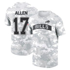 Choea B.Bills #17 Josh Allen Player Arctic Camo Salute to Service T-Shirt Hoodies Stitched Jerseys