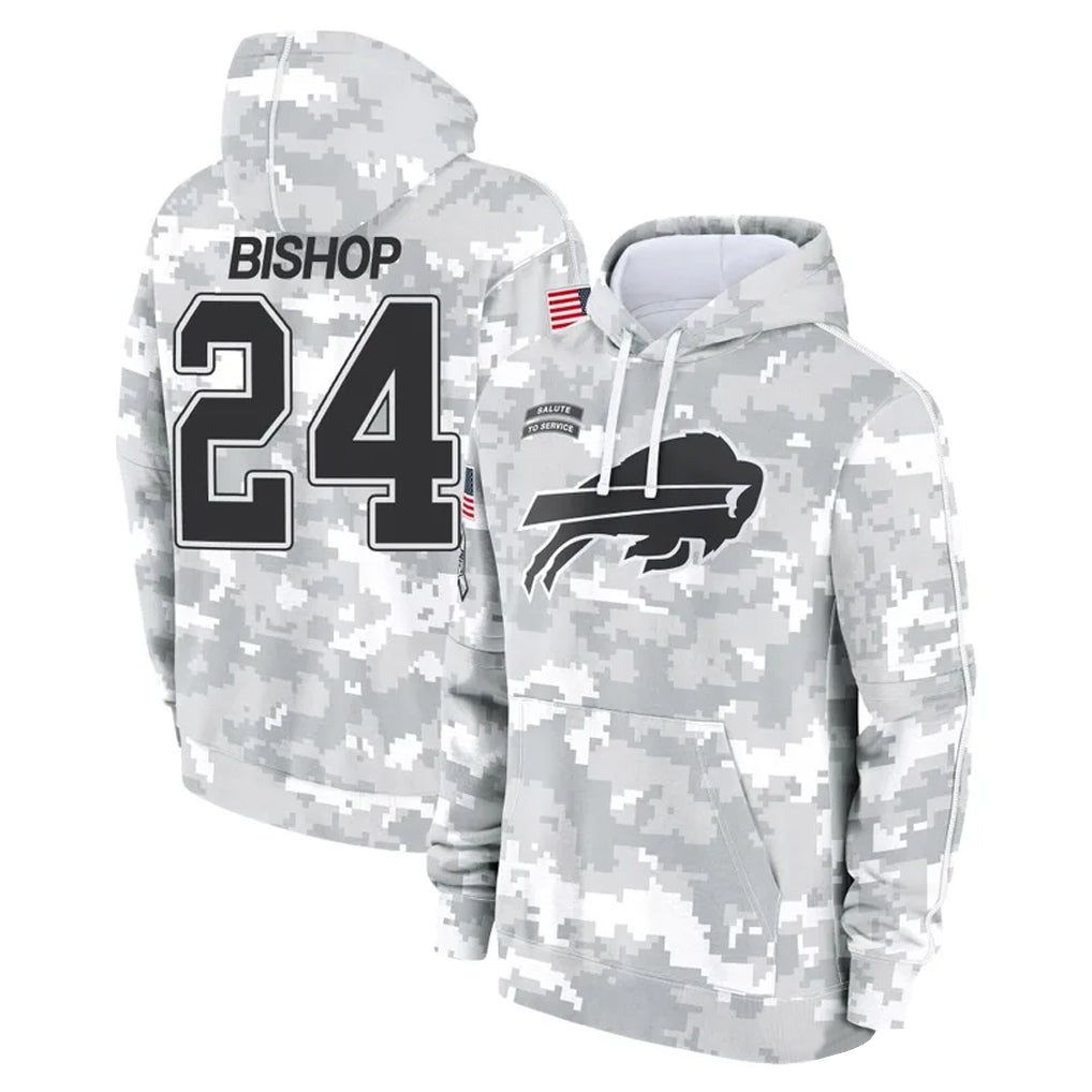 Choea B.Bills #24 Cole Bishop Player Arctic Camo Salute to Service Hoodies Limited Stitched Jerseys