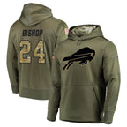 Choea B.Bills #24 Cole Bishop Player Olive Salute to Service Hoodies Game Stitched Jerseys