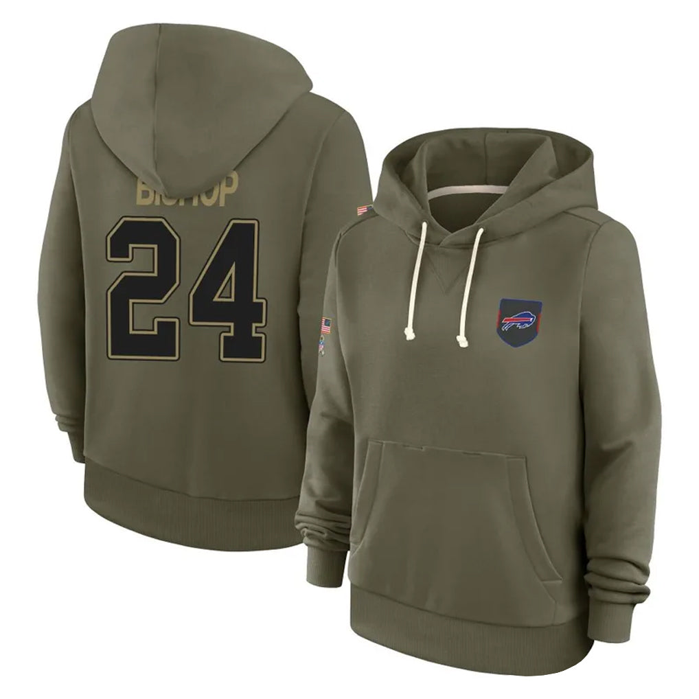 Choea B.Bills #24 Cole Bishop Player Olive Salute to Service Hoodies Stitched Jerseys