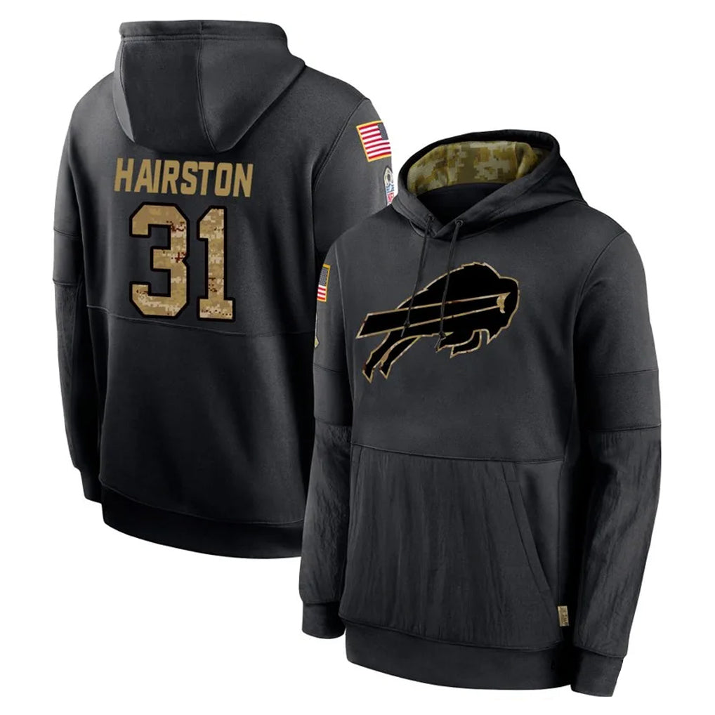Choea B.Bills #31 Maxwell Hairston Player Black Salute to Service Hoodies Hame Stitched Jerseys