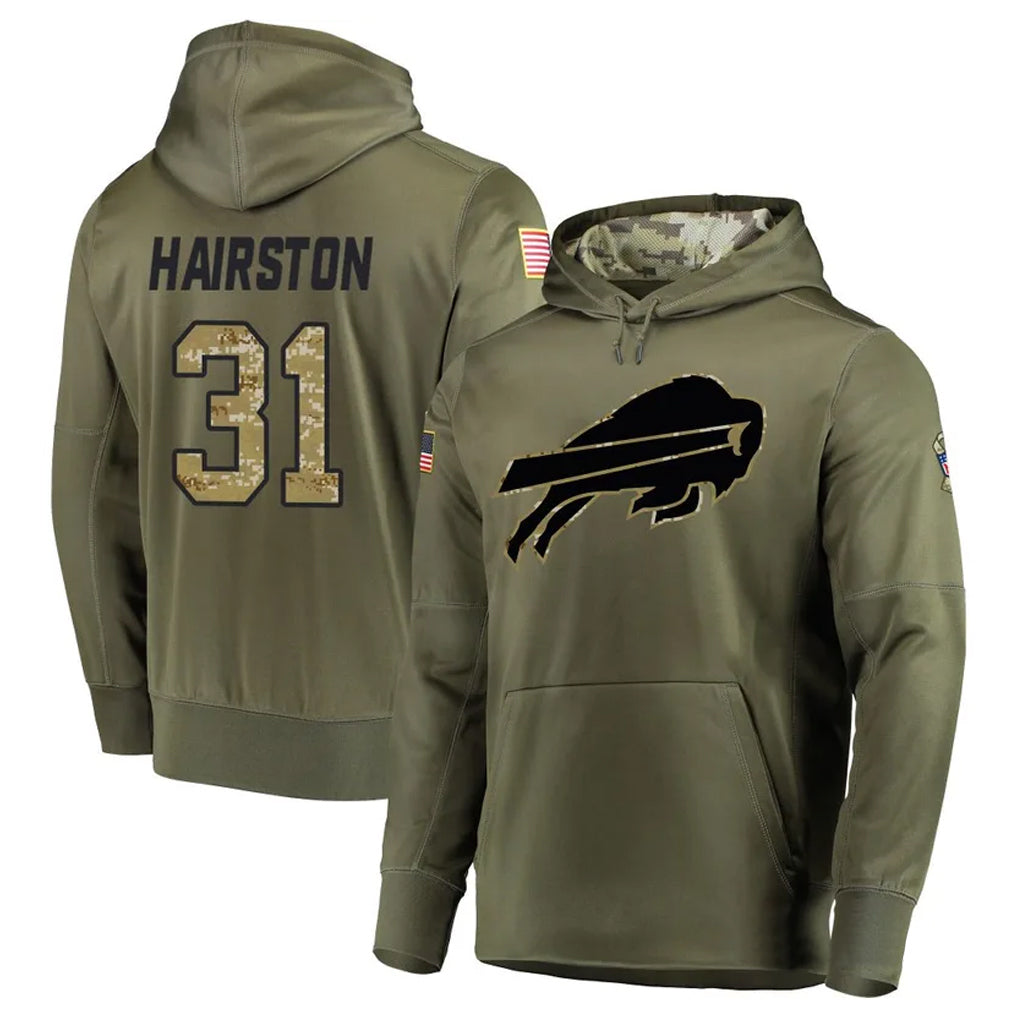 Choea B.Bills #31 Maxwell Hairston Player Olive Salute to Service Hoodies Game Stitched Jerseys