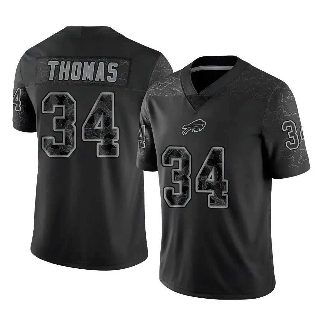 Choea B.Bills #34 Thurman Thomas Player Black RFLCTV Limited Stitched Jerseys