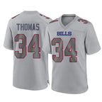 Choea B.Bills #34 Thurman Thomas Player Gray Fashion Home Game Stitched Jerseys