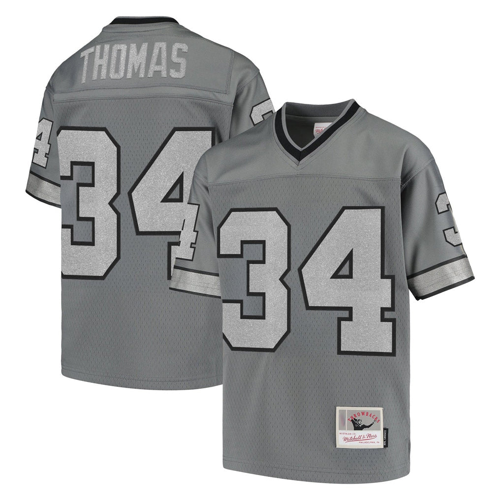 Choea B.Bills #34 Thurman Thomas Player Gray Throwback Replica Stitched Jerseys