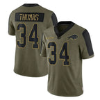 Choea B.Bills #34 Thurman Thomas Player Olive Salute To Service Limited Stitched Jerseys
