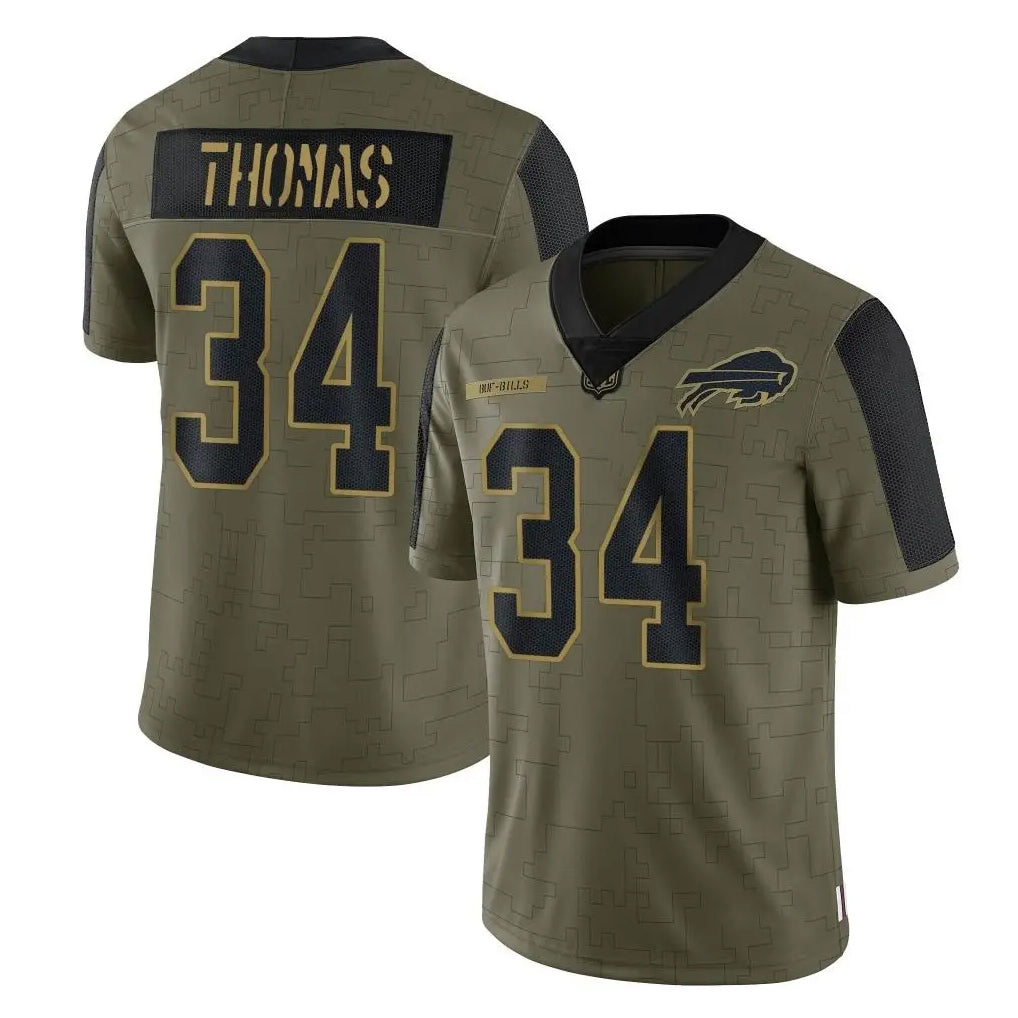 Choea B.Bills #34 Thurman Thomas Player Olive Salute To Service Limited Stitched Jerseys