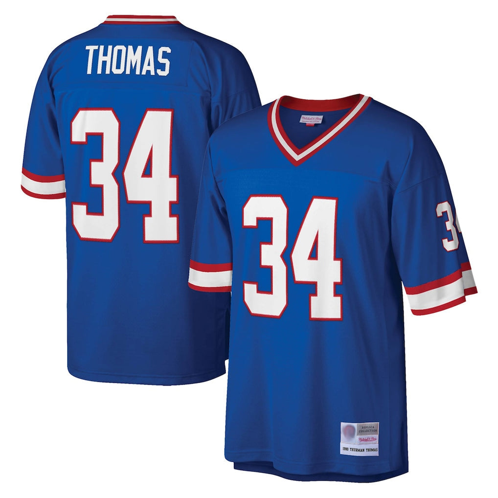Choea B.Bills #34 Thurman Thomas Player Royal Mitchell & Ness Legacy Replica Stitched Jerseys