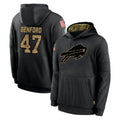 Choea B.Bills #47 Christian Benford Player Black Salute to Service Hoodies Hame Stitched Jerseys