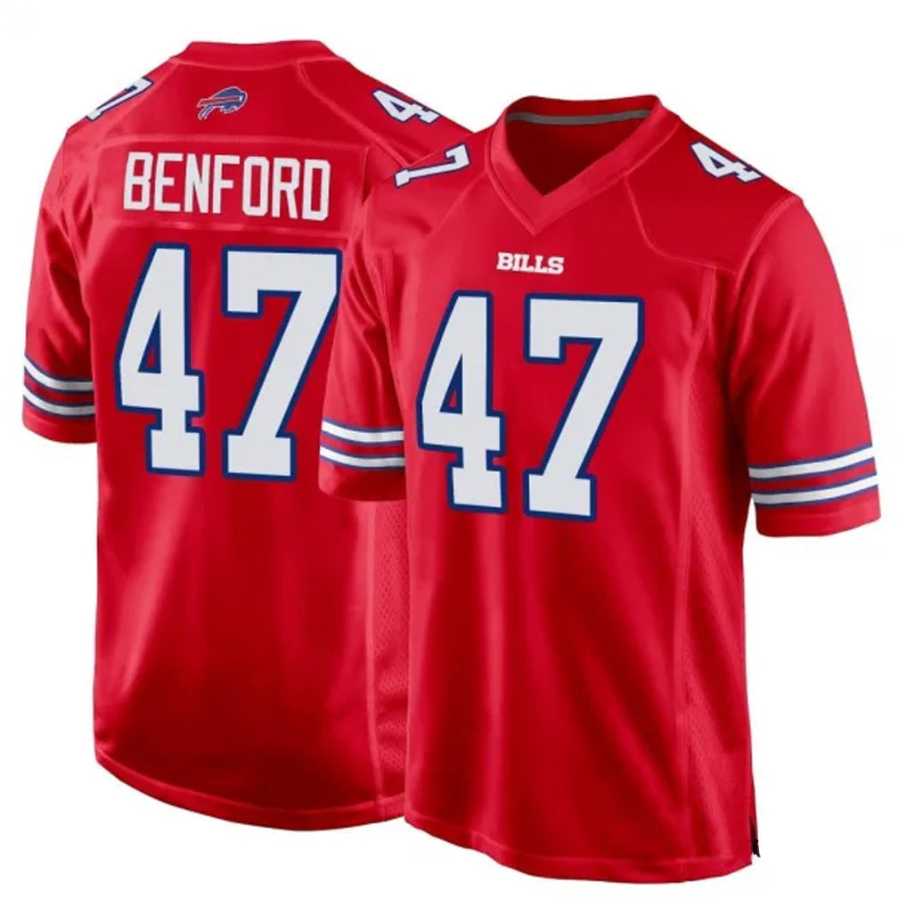 Choea B.Bills #47 Christian Benford Player Red Home Game Stitched Jerseys