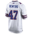 Choea B.Bills #47 Christian Benford Player White Home Game Stitched Jerseys