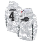Choea B.Bills #4 James Cook III Player Arctic Camo Salute to Service Hoodies Game Stitched Jerseys